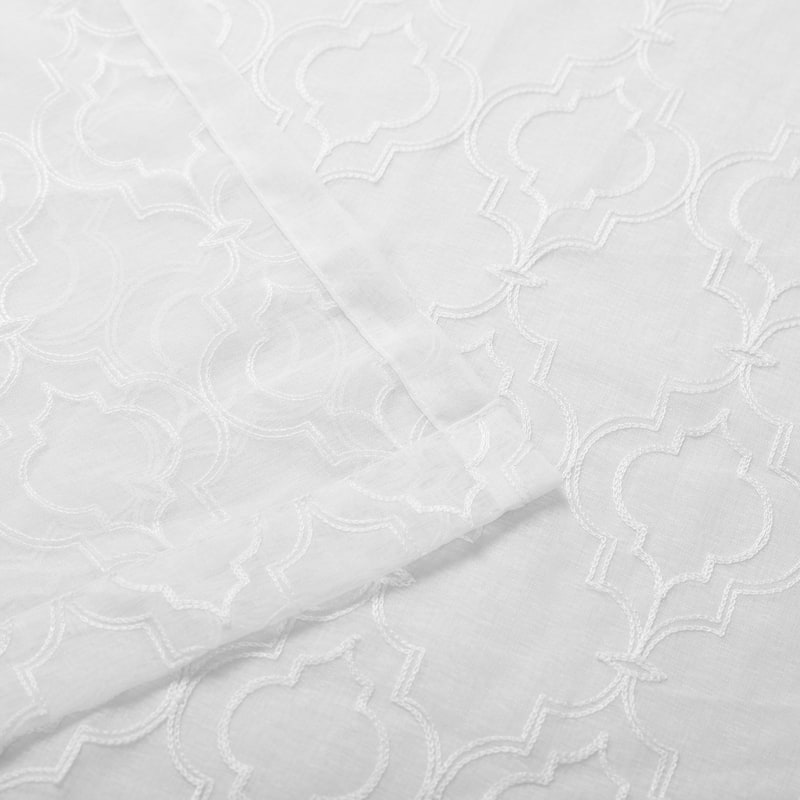 Superior Embroidered Imperial Trellis Sheer Grommet Curtain Panel Pair