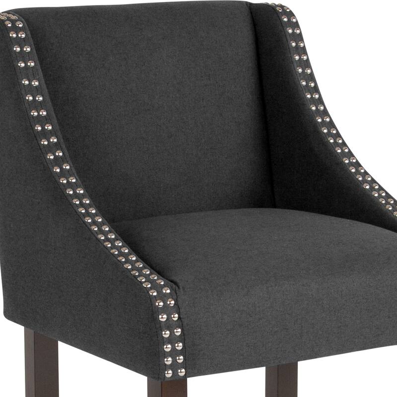 24-inch Transitional Curved Walnut Counter Height Stools (Set of 2) - 20"W x 22"D x 36"H