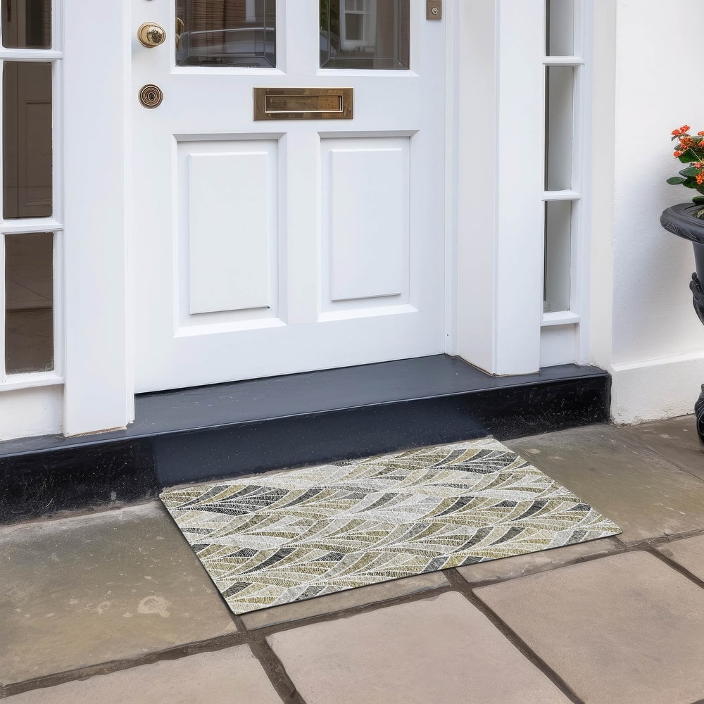 Machine Washable Indoor/ Outdoor Chantille Modern Mosaic Rug