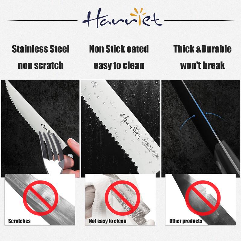 Steak Knives Set Of 6, Full Tang German Stainless Steel Steak Knives