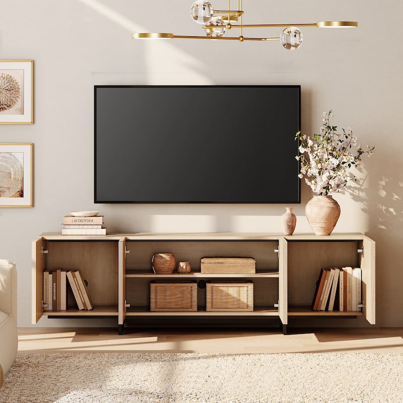 WAMPAT Modern TV Stand and Sideboard Buffet Cabinets Set of 2, Entertainment Center with Storage, Multifunctional Cabinet