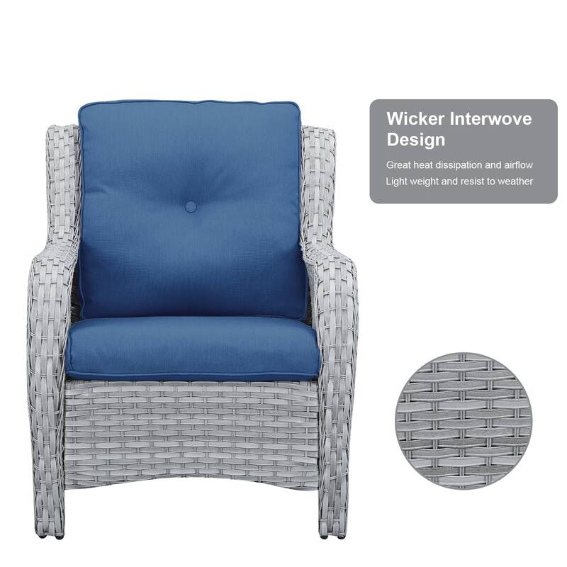 Pocassy 4-Piece Outdoor Sofa Patio Chair with Coffee Table