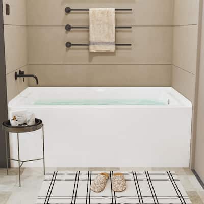 60 Inch Acrylic Rectangular Alcove Soaking Bathtub