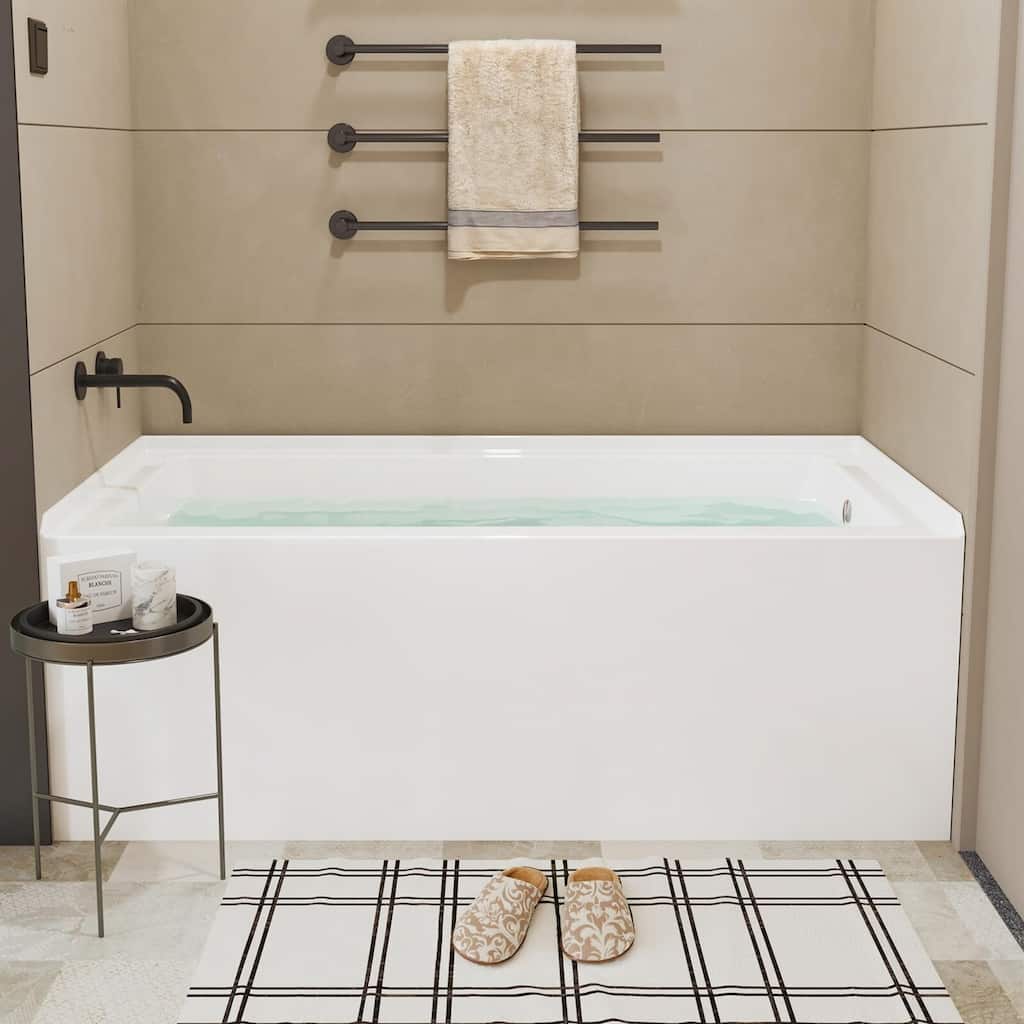 60 Inch Acrylic Rectangular Alcove Soaking Bathtub