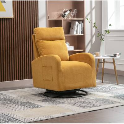Modern Swivel Glider Chair, Upholstered Accent Glider Rocker for Baby Nursery,Yellow