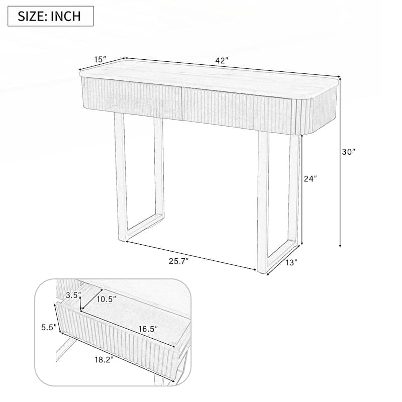 Solid Wood Entryway Table with Fluted Design