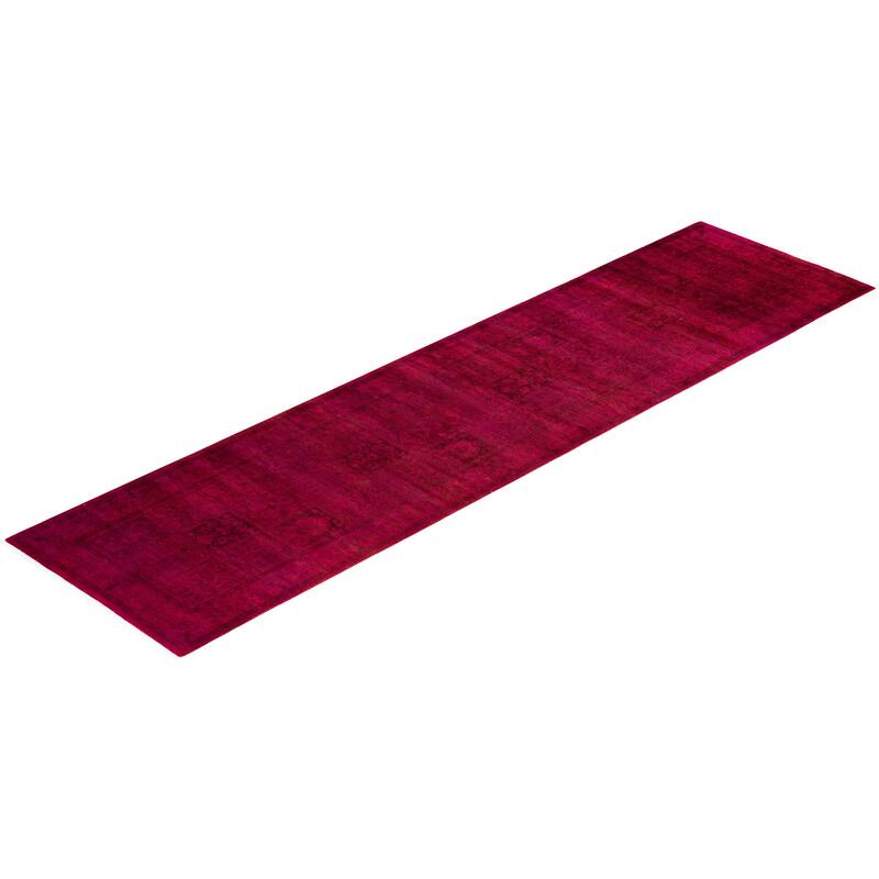 Fine Vibrance, One-of-a-Kind Hand-Knotted Runner Rug - Red, 2' 6" x 10' 1" - 2' 6" x 10' 1"