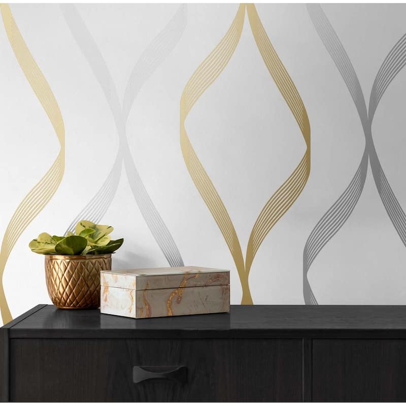 NextWall Ogee Ribbon Peel and Stick Wallpaper