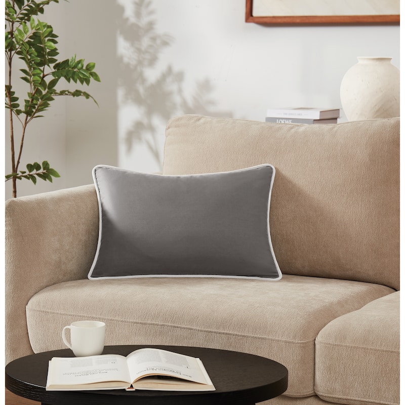 Brooklyn Loom Solid Contrast Piped Decorative Pillow