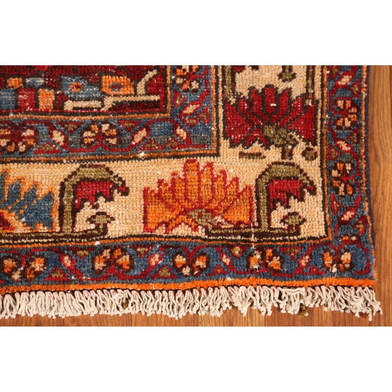 Hand Knotted Oriental 100% Wool Carpet Traditional Geometric Red Bakhtiari Area Rug - 9' 6'' X 5' 0''