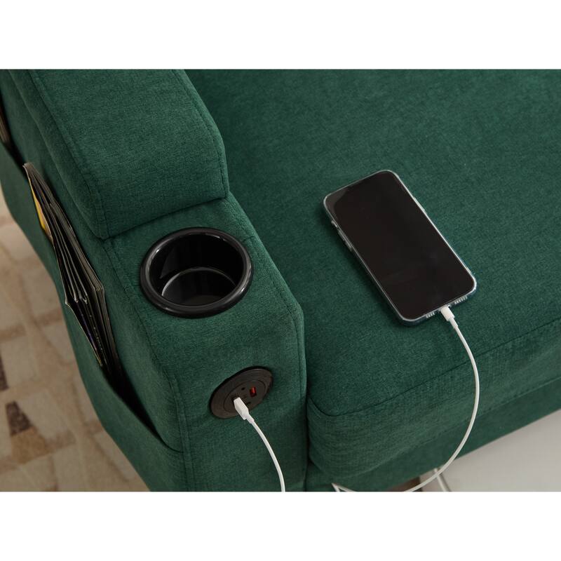 78" Fabric L-Shaped Sectional Sofa with USB, Ottoman & Magazine Bags (3-Seater)