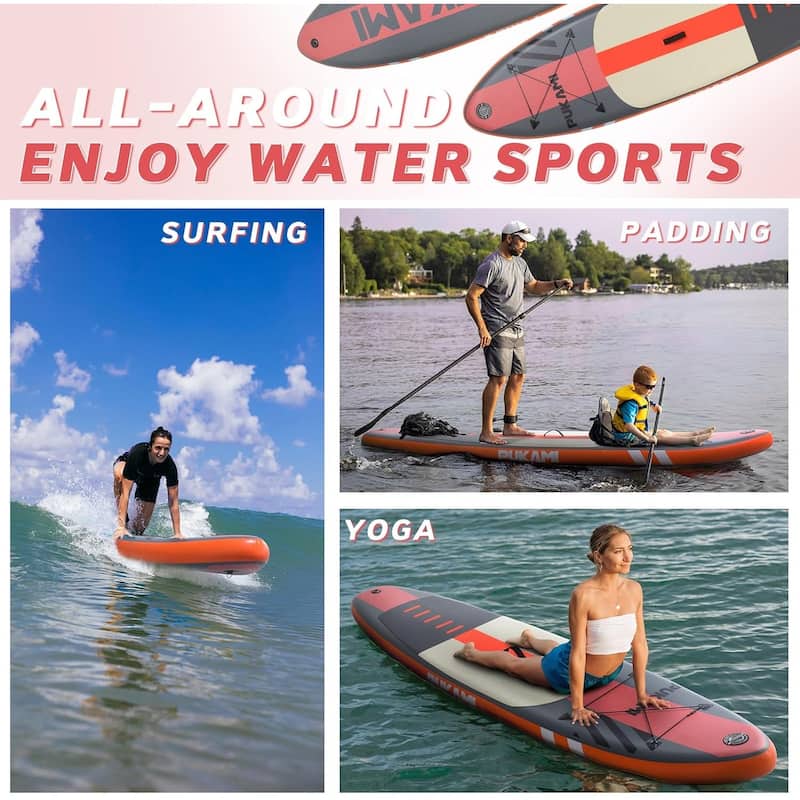 BOSSIN Inflatable Paddle Board for Adults,10.6' Stand Up Paddle Board with Premium SUP Accessories & Carry Bag,Paddle,Pump,Leash