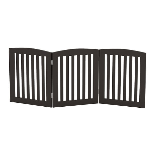 PAWLAND 3 Panels 24 Inch Dog Gate Freestanding Foldable Wooden
