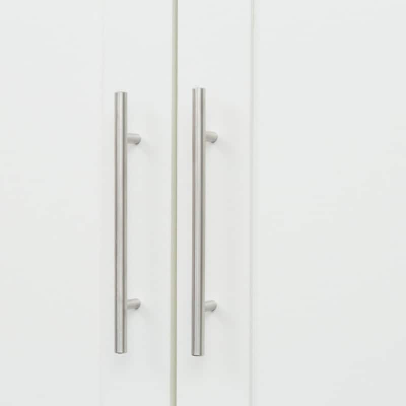 2 Door Armoire Wardrobe Closet, 2 Drawers Wooden White Closet Wardrobe Cabinet for Large Capacity