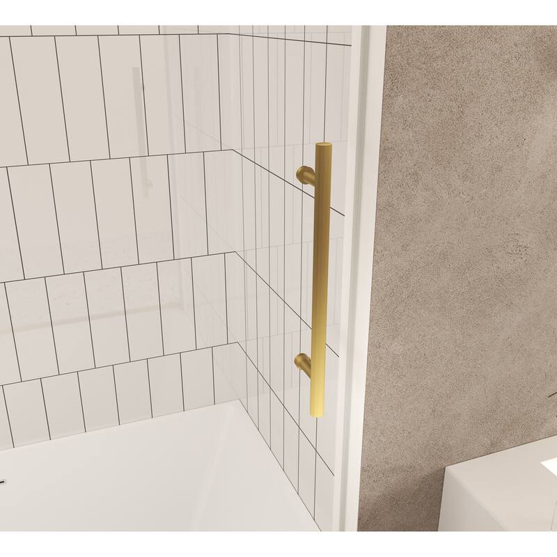 60 "W x 60" H Frameless Shower Door with Stainless Steel Handle - 60'' x 0.31'' x 60''