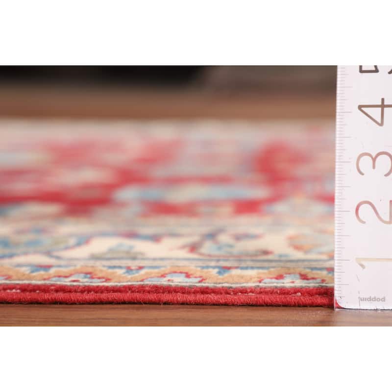 Red Kazak Area Rug Hand-Knotted Bedroom Wool Carpet - 5'1" x 6'7"