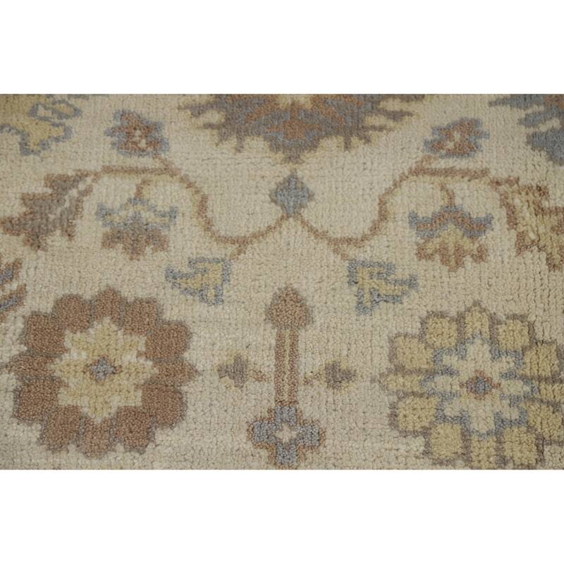 Earth Tone Oushak Indian Area Rug Handmade Bedroom Wool Carpet - 6'2" x 8'9"