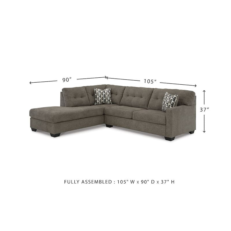 Signature Design by Ashley Mahoney 2-Piece Sleeper Sectional with Chaise - 105"W x 90"D x 37"H