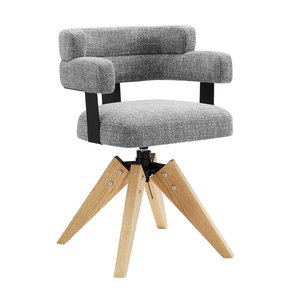 Art Leon Modern Wood and Upholstered Swivel Chair