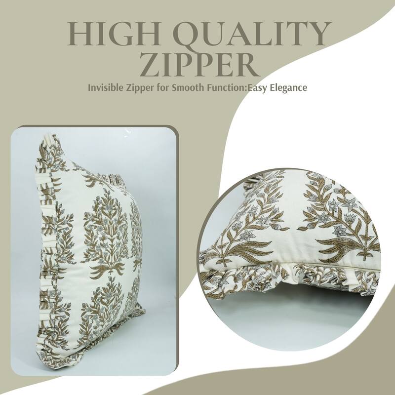 Elegant Pattern Grey Cotton Decor Cushion Cover- Vrindavan