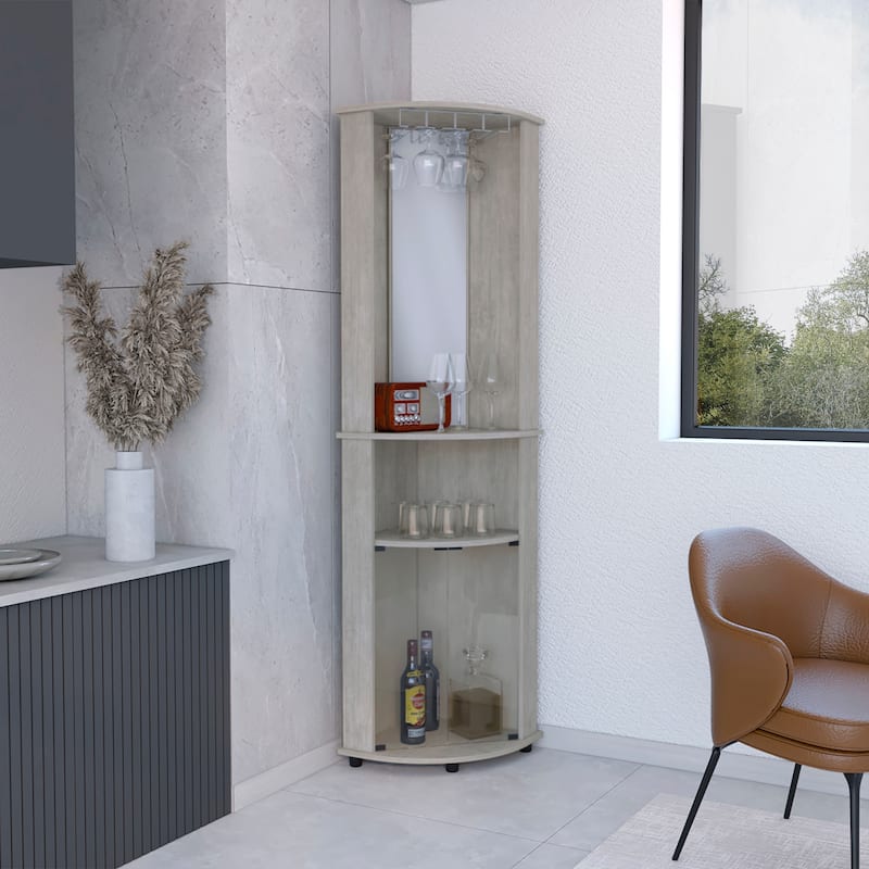 Corner Bar Cabinet for Kitchen,Dining Room, Rack, Glass Door