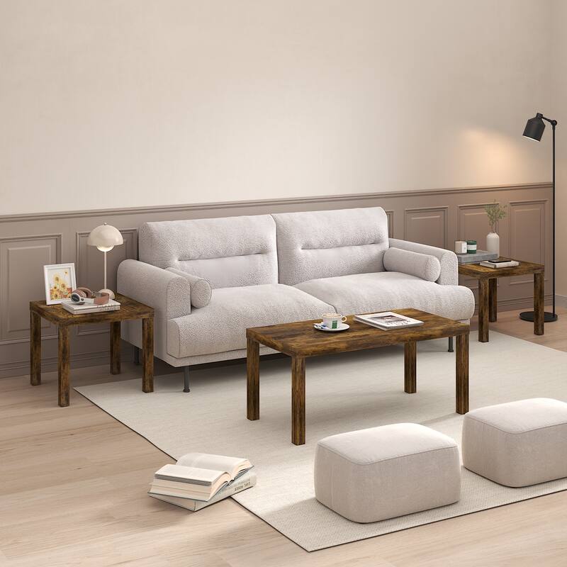 Furinno Classic Homey Square Side Table, Set of 2, Black