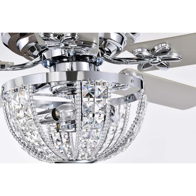 Santana 52 Inch Chrome Polished Finish Mid-Century style Ceiling Crystal Fan with Remote
