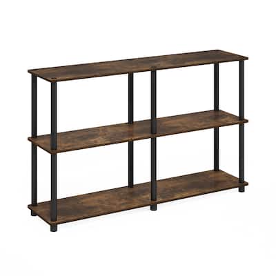 3 Tiers Wood Household Shelving Unit in Pine/Black (47.2 in. W x 29.5 in. H x 11.6 in. D) - 47.2
