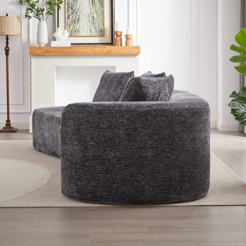 114" Chenille Deep-Seat Sectional Sofa with 4 Pillows