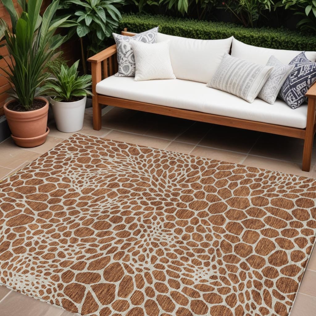 HomeRoots Geometric Transitional Rectangle Outdoor Rug