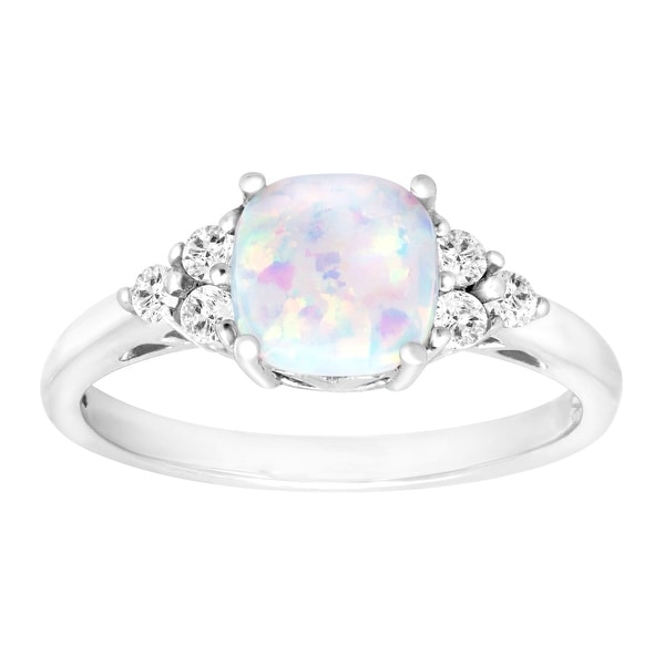 5/8 ct Opal & White Topaz Ring in Sterling Silver