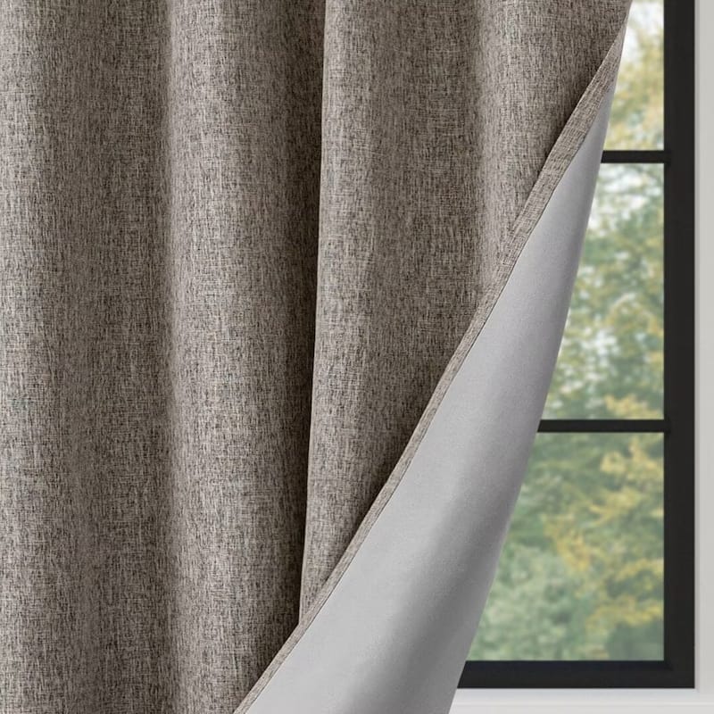 Linen Texture 100% Blackout Grommet Curtain Pair(2 panels)