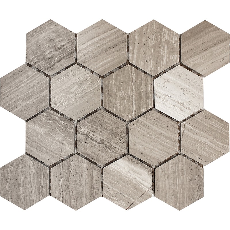 Slatewood Marble 3" x 3" Honeycomb Polished Mosaic Tile - 5 Sheets (3.90 sf) - Grey