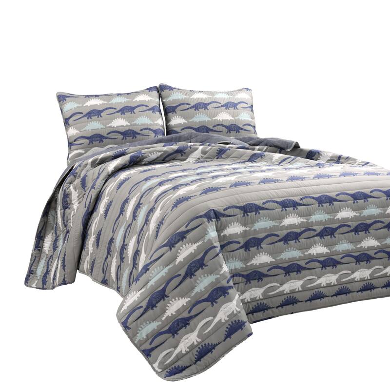 Lush Decor Stone Age Dinosaur Reversible Quilt Set