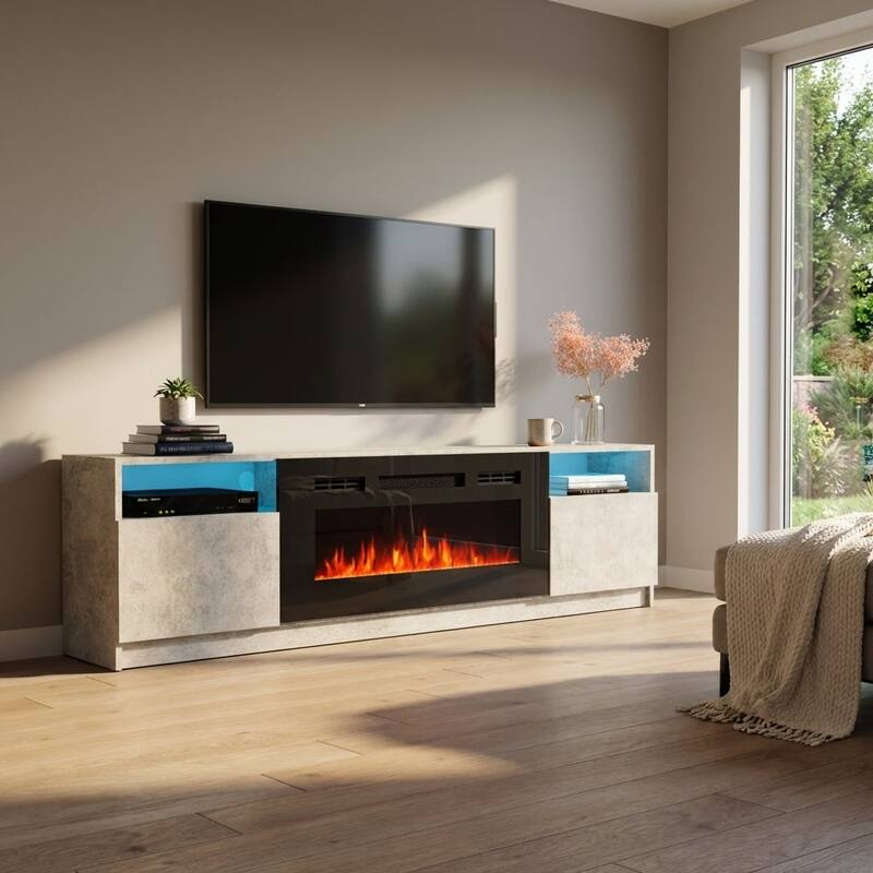 Meble Furniture York Electric Fireplace TV Stand for up to 85" TVs - 78.7"W x 22.3"H