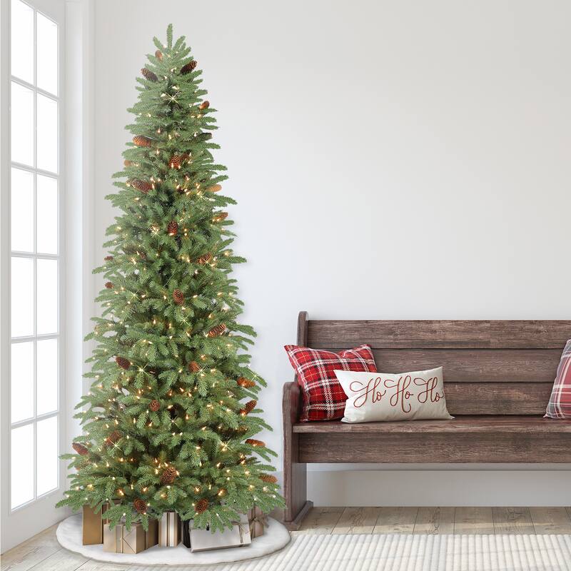Puleo International 7.5' Pre-Lit Slim Montville Spruce Christmas Tree - 7.5