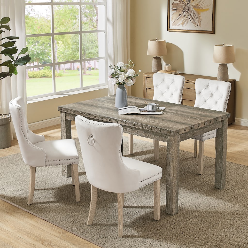 Morden Fort Tufted Dining Chair, Accent Chairs with Studded Trim and Pull Ring