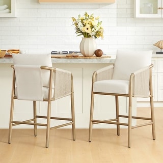 Lynn Counter Height Bar Stool with Braid Wood Arm Set