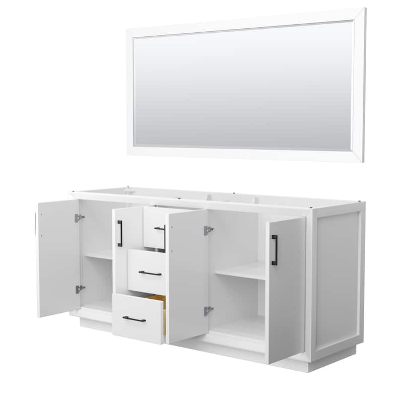Strada 72-Inch Double Vanity Cabinet, 70-Inch Mirror