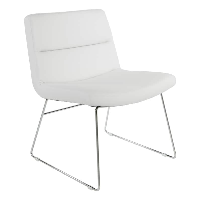 Thompson Upholstered Lounge Chair with Chrome Base - White
