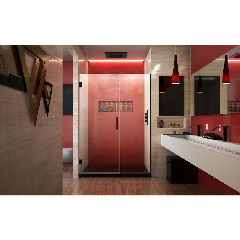 DreamLine Unidoor Plus 50-50 1/2 in. W x 72 in. H Frameless Hinged Shower Door - 50" - 50.5" W - 50" - 50.5" W