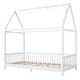 preview thumbnail 16 of 15, Twin Size Solid Wood House Bed with Guardrail, LED, and Roof for Kids