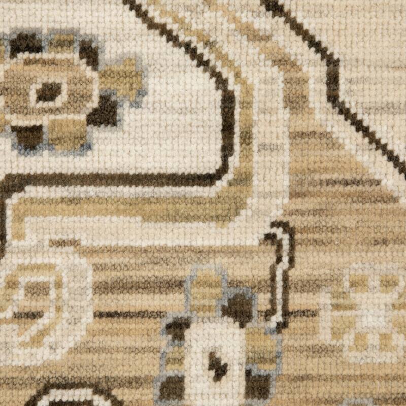 Adelaide Old World Medallions Tan/ Grey Wool Blend Area Rug-