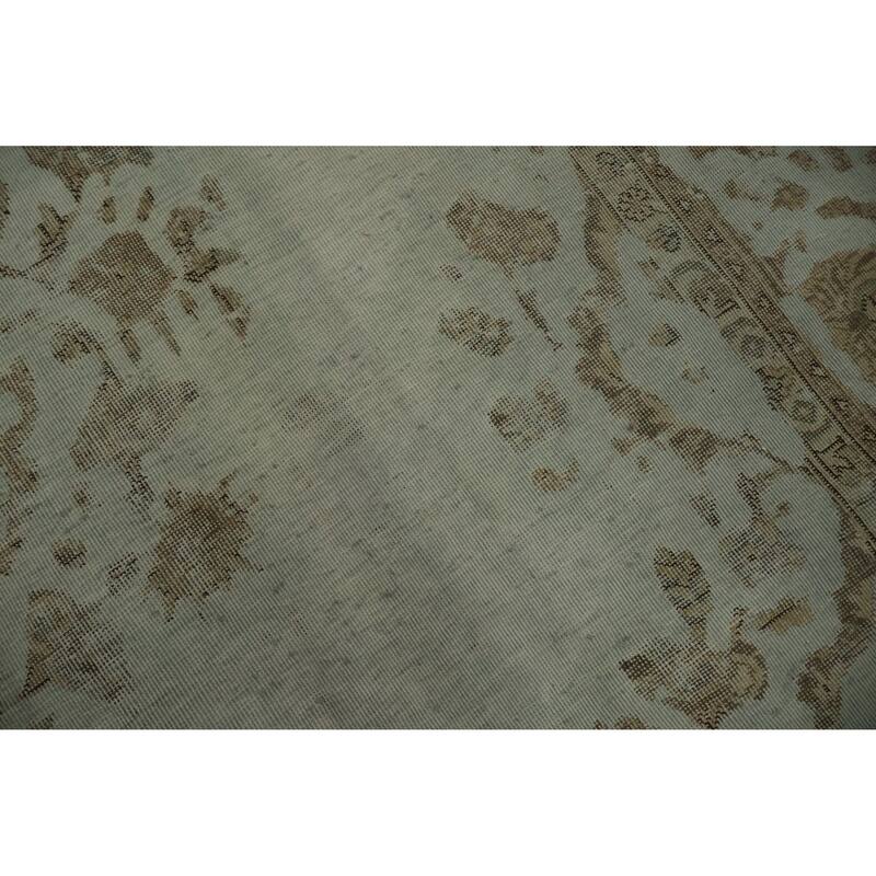 Hand Knotted Oriental 100% Wool Carpet Traditional Floral Green Tabriz Area Rug - 12' 7'' X 9' 3''