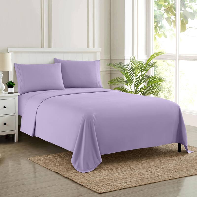 Deep Pocket Soft Microfiber 4-piece Solid Color Bed Sheet Set