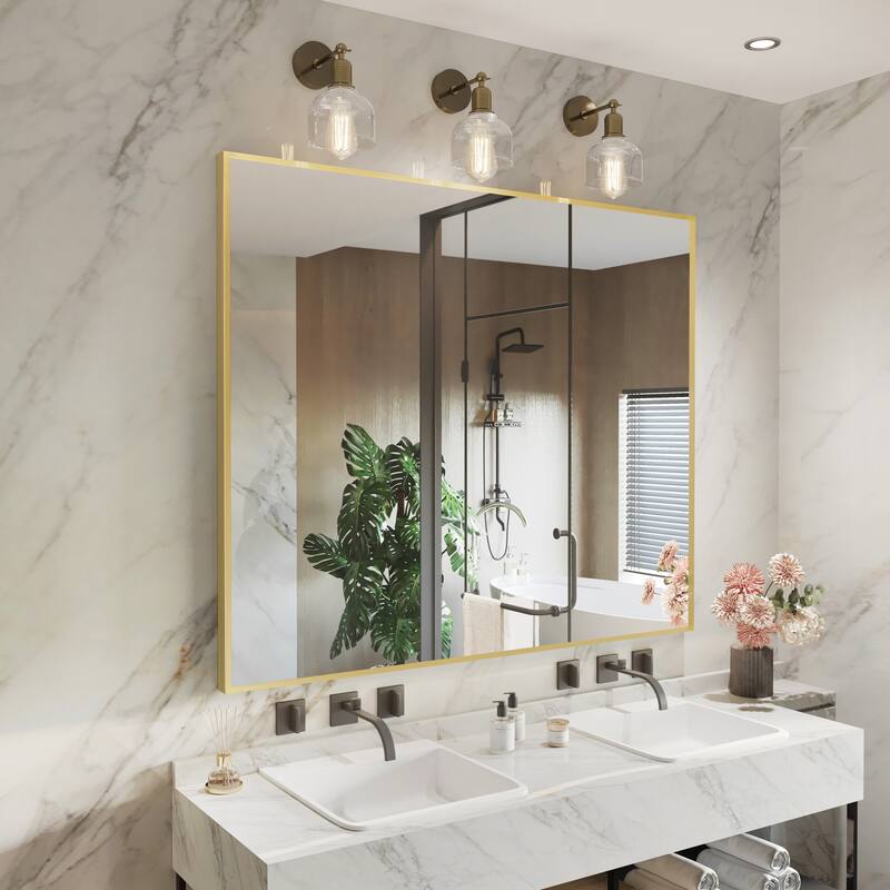 Aluminum Alloy Framed Wall Mounted Bathroom Vanity Accent Mirror in