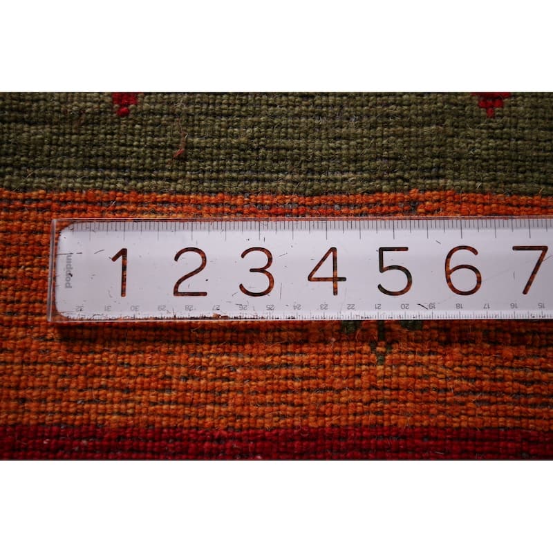 Red Gabbeh Oriental Area Rug Hand-Knotted Wool Carpet - 5'9"x 7'11"