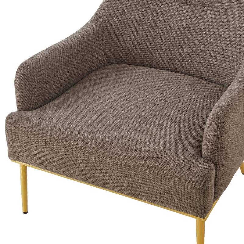 Modern Accent Chair Upholstered Armchair Single Sofa Chair with Curved Backrest and Gold Metal Legs for Living Room