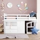 preview thumbnail 2 of 25, Low Study Twin Size Loft Bed with Storage Steps and Portable, Desk