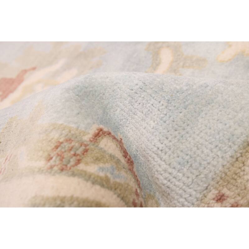 ECARPETGALLERY Hand-knotted Modern Oushak Light Blue Wool Rug - 7'11 x 9'11